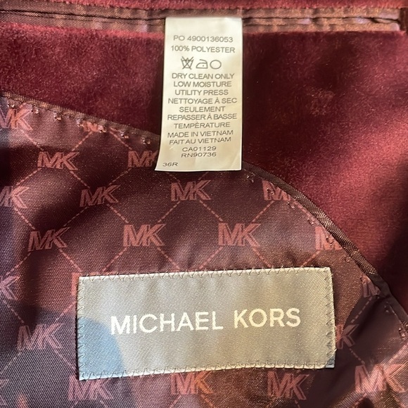 Michael Kors Kent Men's Classic Fit Velvet Sport Coat Blazer - Rich Burgundy NWT - Picture 10 of 10
